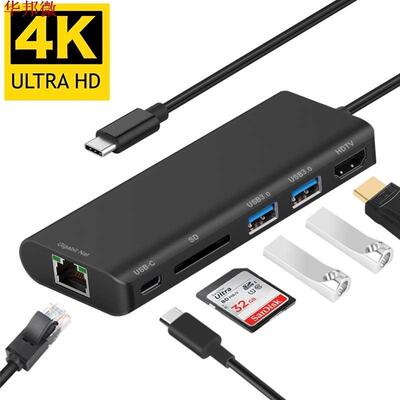 USBC to Rj45 Gigabite Ethernet 4K HDMI Hub 2 USB 3.0 SD Card