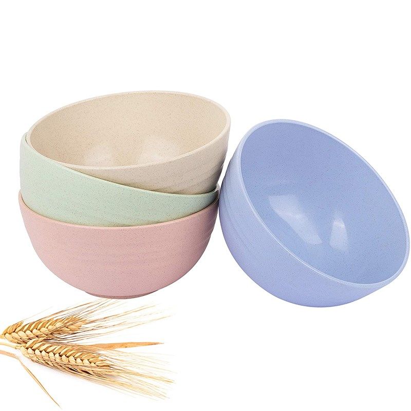 4Pcs/Set Wheat Straw Food Bowls Sets Breakfast Cereal Bowls图片