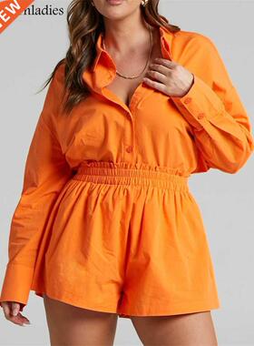 Bornladies Women Tracksuits Shirt with Mini Shorts 100% Cott