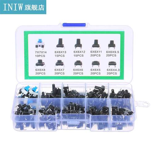 180PCS Tactile Push Button Switch Micro Momentary Tact Assor