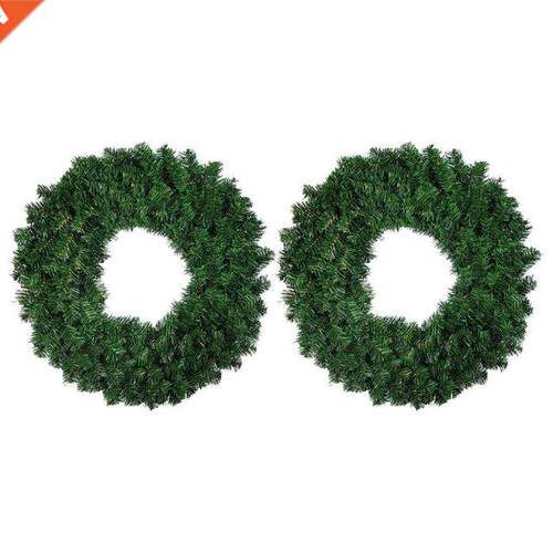 2 Pcs 30cm Artificial Pine Wreath Garland for Front Door Win