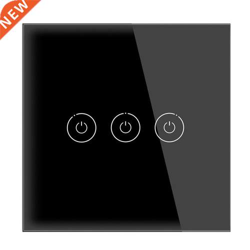 No Neutral Wire Single Fire Switch EU Standard Tempered Glas