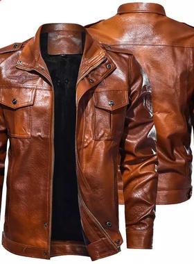 Men's Classcal Motocycle Jacket 2022 Wnter Fleece Thck M