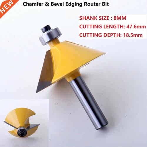 1pc 8mm Shank High Quality Large 45 Degree Chamfer & Bev