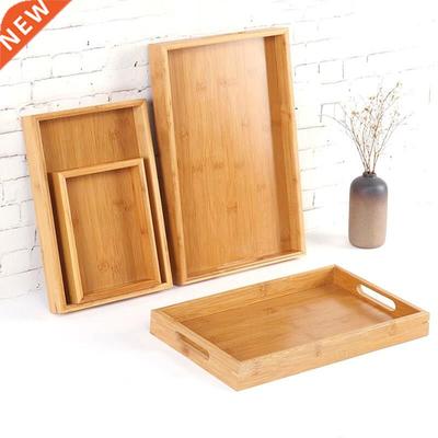 Wooden Bamboo Serving Tray Kung Fu Tea Cutlery Trays Storage