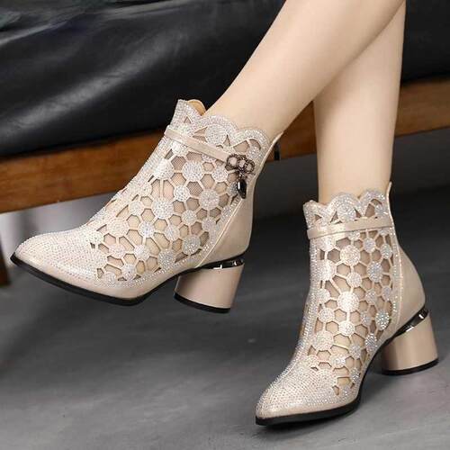 Comemore 2021 Spring Summer Fashion Rhinestones Gauze Sandal