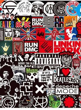100Pcs Rock Sticker Music Retro Band Graffiti JDM Stickers