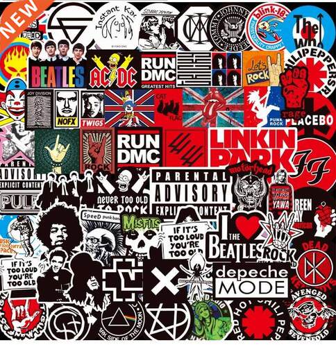100Pcs Rock Sticker Music Retro Band Graffiti JDM Stickers