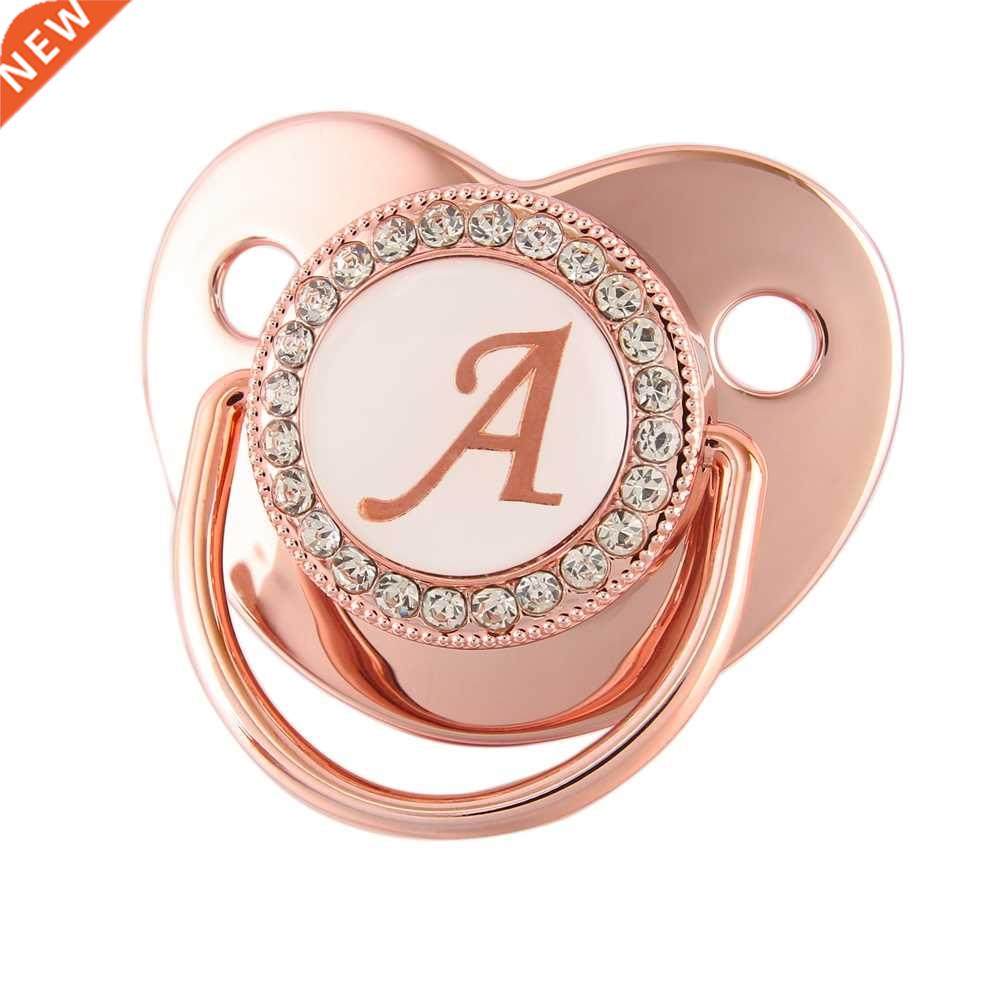 26 Letters Rose Gold Bling Pacifier BPA Free Baby Nipple New