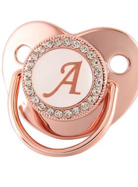 26 Letters Rose Gold Bling Pacifier BPA Free Baby Nipple New