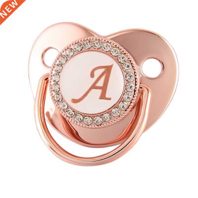 26 Letters Rose Gold Bling Pacifier BPA Free Baby Nipple New