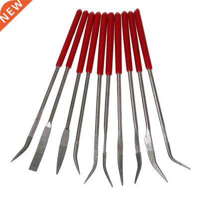 160 x 4mm Lapidary Bent Curved Diamond Needle Files Red Hand