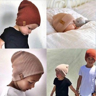 Baby Hat Kids Newborn Knitted Cap Crochet Solid Children Bea