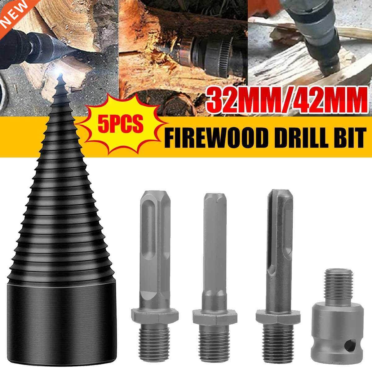 5Pcs Round/Hex/Triangle Shank Firewood Splitter Machine Dril