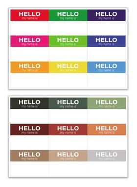 45pcs Colorful Name Tag Rainbow Name Stickers For Themed Par