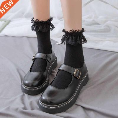 Women Lace Mesh Black White Cotton Socks Lolita Style Japane