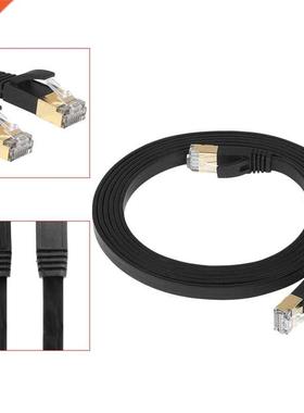 Cat-7 High Speed Ethernet Cable Black Flat Cable with Cable