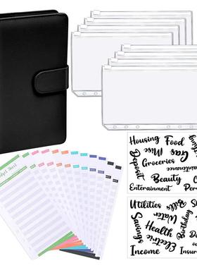 A6 PU Leather Binder Budget Envelope Planner Organizer Syste