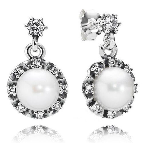 Original Pearl Earring With Clear Crystal For Women 925 Ster