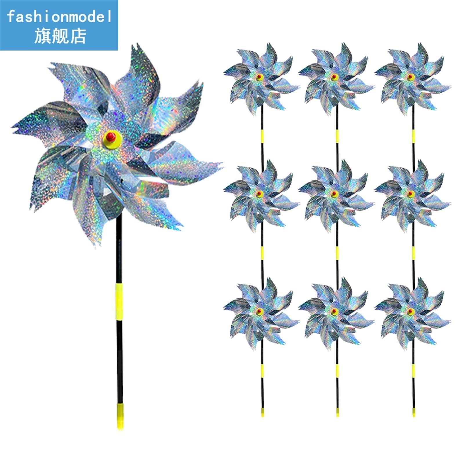 10pcs Outdoor Decor Lawn Scarer Reflective Pinwheel Durable