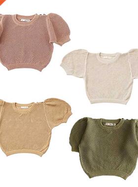 7588 Girl Clothes Knitted T Shirt Spring And Summer New Girl