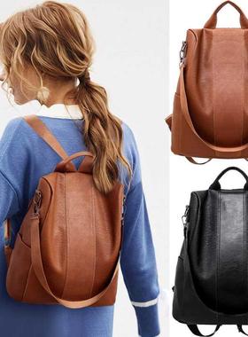 Vintage Leather Anti-Theft Backpacks For Women Fashion Schoo