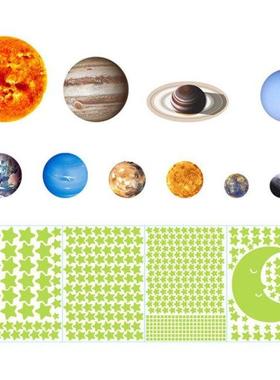 Nine Planets The Solar System Luminous Moon Glowing Wall Sti