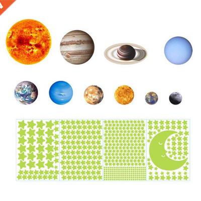 Nine Planets The Solar System Luminous Moon Glowing Wall Sti