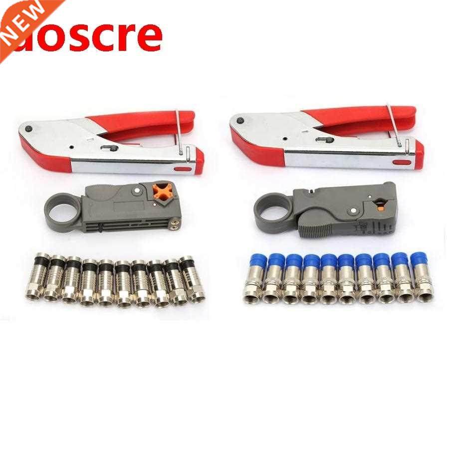 12PCS F Head Coaxial Cable Crimper Wire Stripping Pliers Str