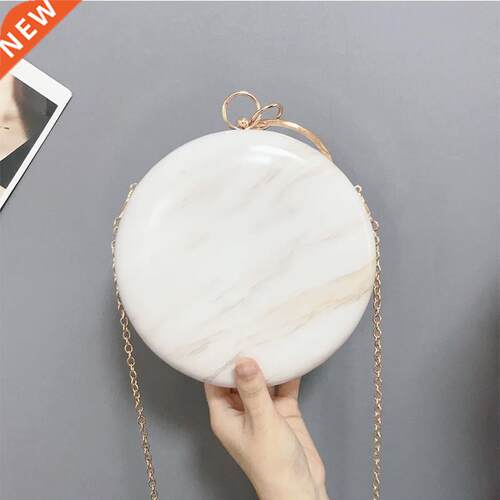 Round Shape White Clutch Bags Luxury Handbags Women Bags De