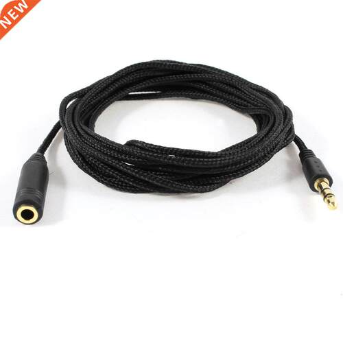 Black Fabric Cable 3.5 mm Male to Female Stereo Extension Ca
