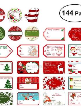 144 Christmas Self Adhesive Gift Tag ers 24 Assorted Designs