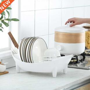 Dish Drying Rack Oval Drainer with Utensil Holder Cutlery Bo