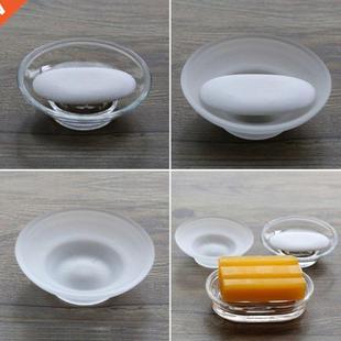 Storage Acce Soap Holder Clear Box Glass Round Dish New 2021