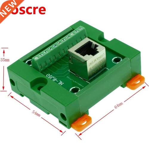 RJ50 10P10C DIN Rail Mount Interface Module, Vertical Jack.