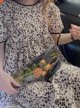 Big Size 6XL 150 Summer Women Dress Floral Printed Short S