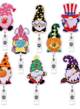 Cute Felt Nurse Badge Reel Gnome Retractable with Alligator
