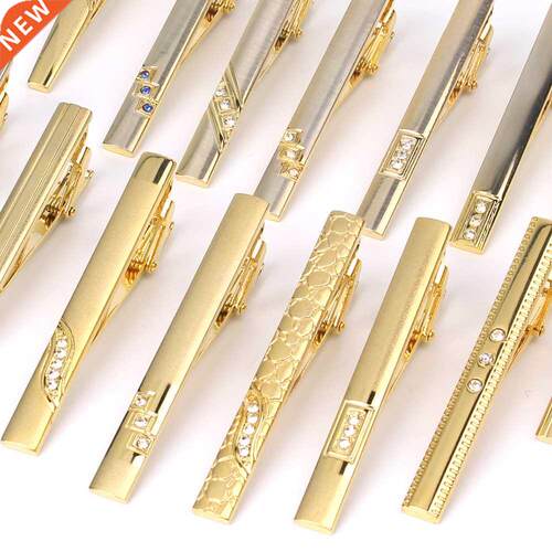 New Tie Clips Men's Metal Necktie Bar Crystal Dress