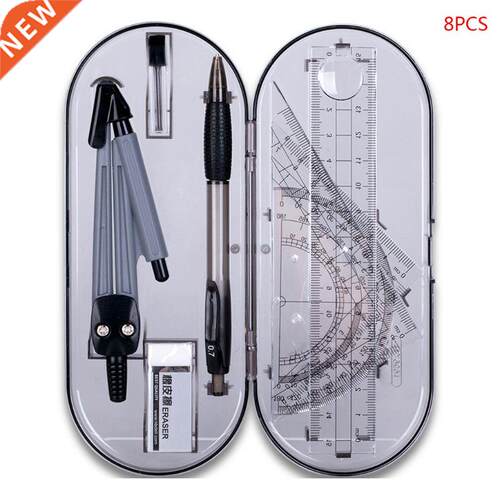 8pcs/set Portable Precision Geometry Protractor Drawing Comp