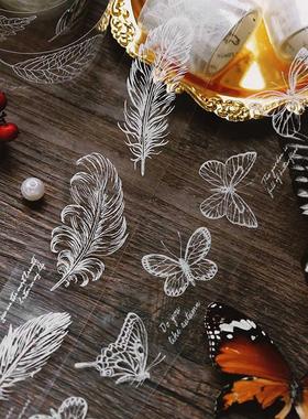 Self Adhesive Masking Tape Feather utterfly Plants Transpar