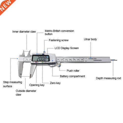 6-Inch 150mm Digital Calipers Stainless Steel Electronic Dig