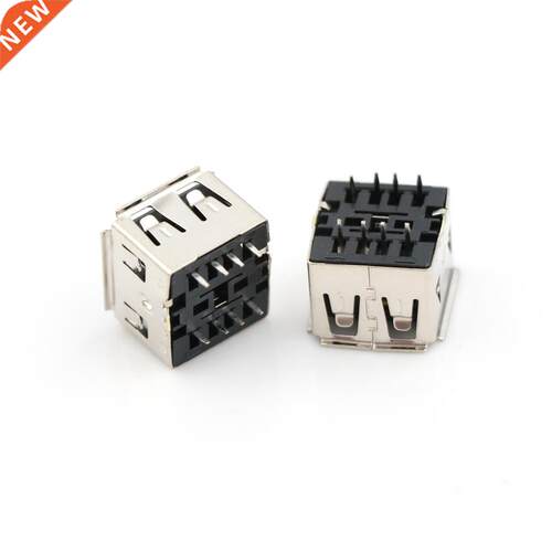 10PCS Dual USB 2.0 Jack Female 180 Degree USB Connector Body