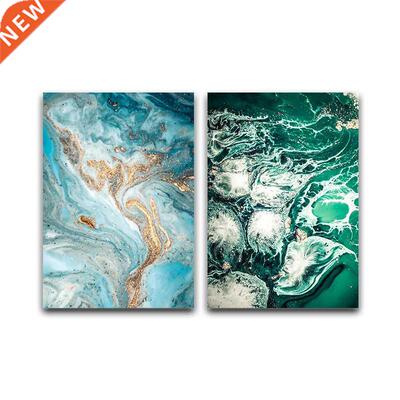 Green Blue Ocean River Fluid Abstract Wall Art Picture Canva