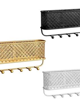 Wall Mounted Metal Storage Basket,Key And Mail Holder With 5