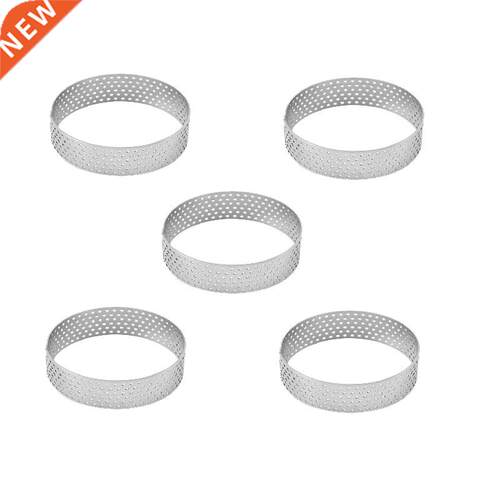 5Pcs 6cm Circular Tart Ring Dessert Stainless Steel Perforat