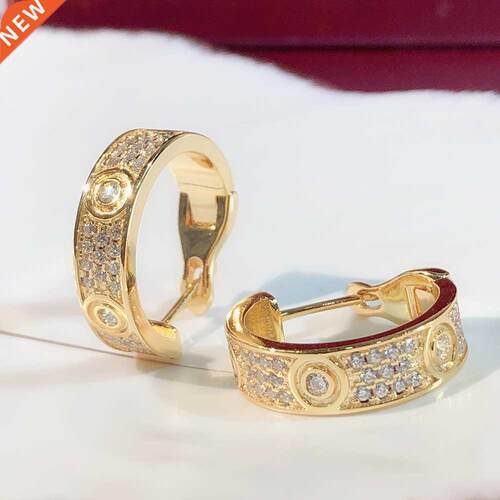 Love Earrings Sterling Silver Women Men Diamonds Clasp Stud