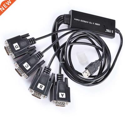 4-port USB 2.0 to 4X RS232 serial cable splitter converter Z