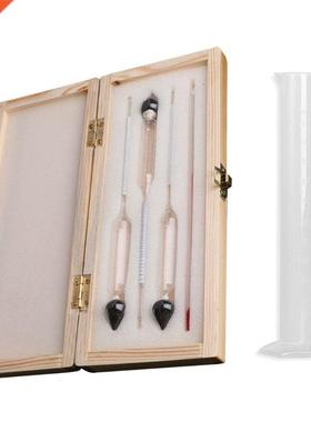Hydrometer Tester Vintage measuring bottle wooden box Set To