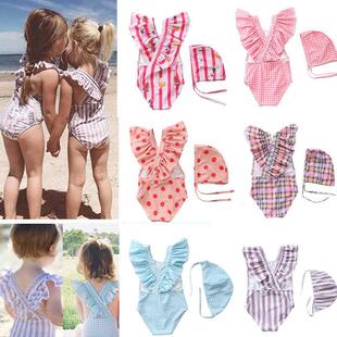 2~8Y Toddler Baby Girls Swimwear one piece Girls Swimsuit wi