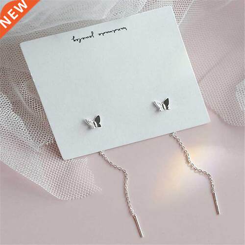 Long Tassel Butterfly Drop Earrings Silver Color 2021 Fashio
